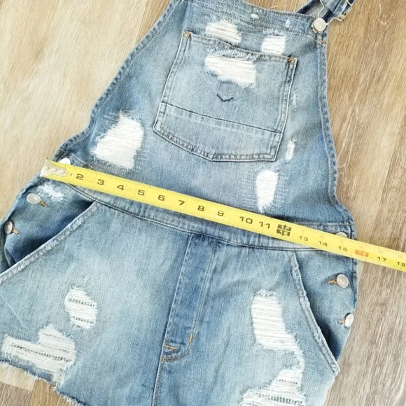 Hudson Jeans Florence Shortall Overalls Shorts Southpaw Boho Casual Distressed - Picture 7 of 13